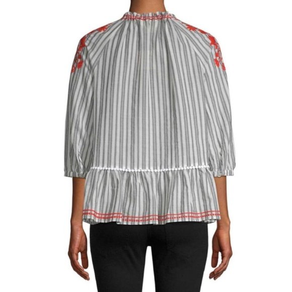 Kate Spade Broome Street Stripe Embroidered Top - Picture 2 of 2